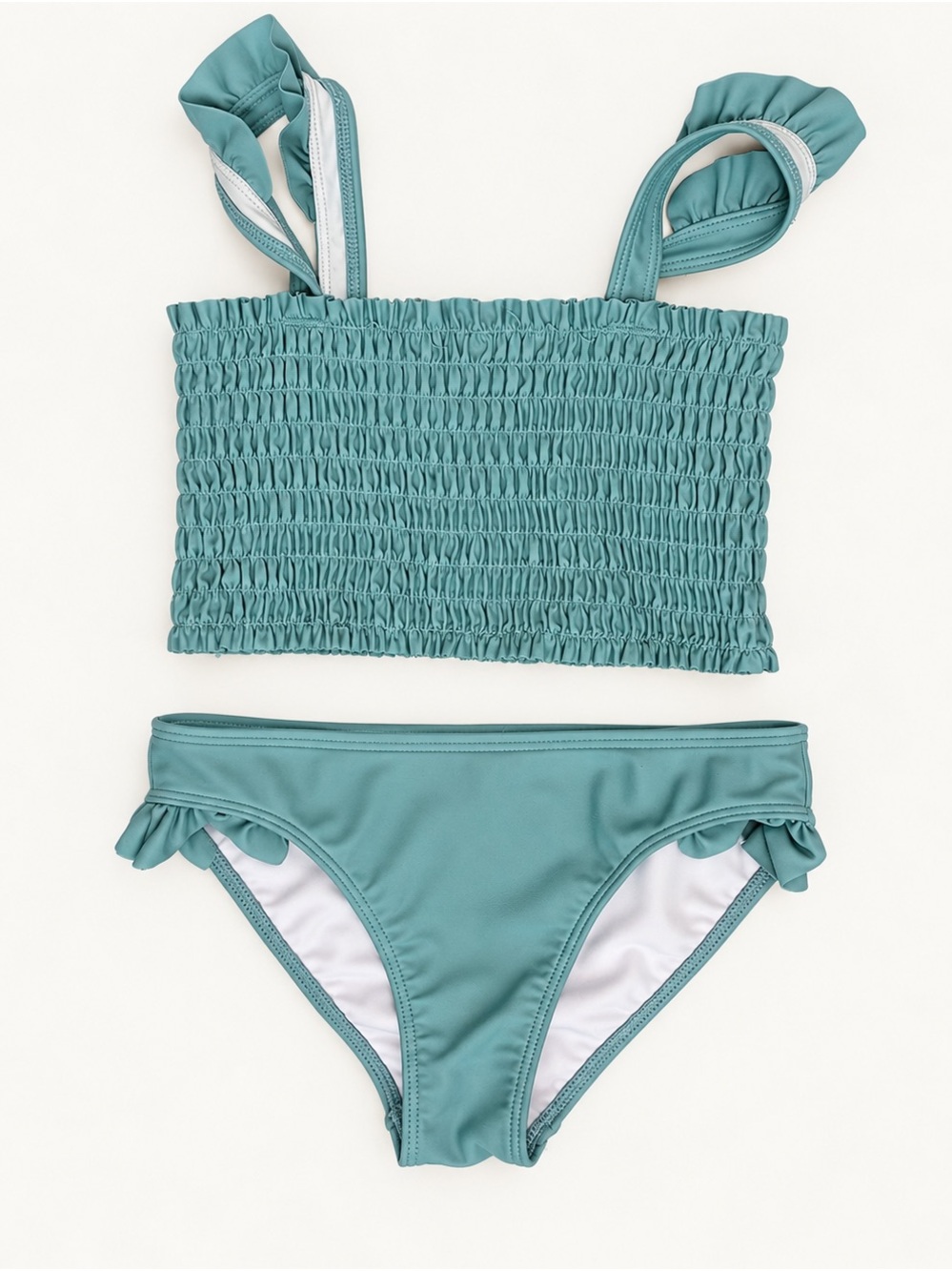 Minnow x Sister Parish Girls Ruffle Strap Two-Piece Bikini — Teal